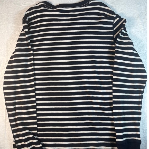 Arizona Jeans Co Mens Long Sleeve Striped Thermal Shirt Top XL Navy White Preppy - Picture 6 of 6